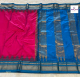 Pink Traditional Pure Silk Irkal Sarees — full saree draped and laid flat — Vidhate Paithani, Yeola