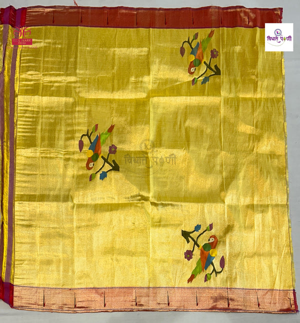 Handloom Pure Tissue Paithani Blouse Piece - 4