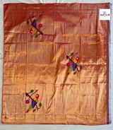Handloom Pure Tissue Paithani Blouse Piece - 2 — full blouse piece laid flat — Vidhate Paithani, Yeola