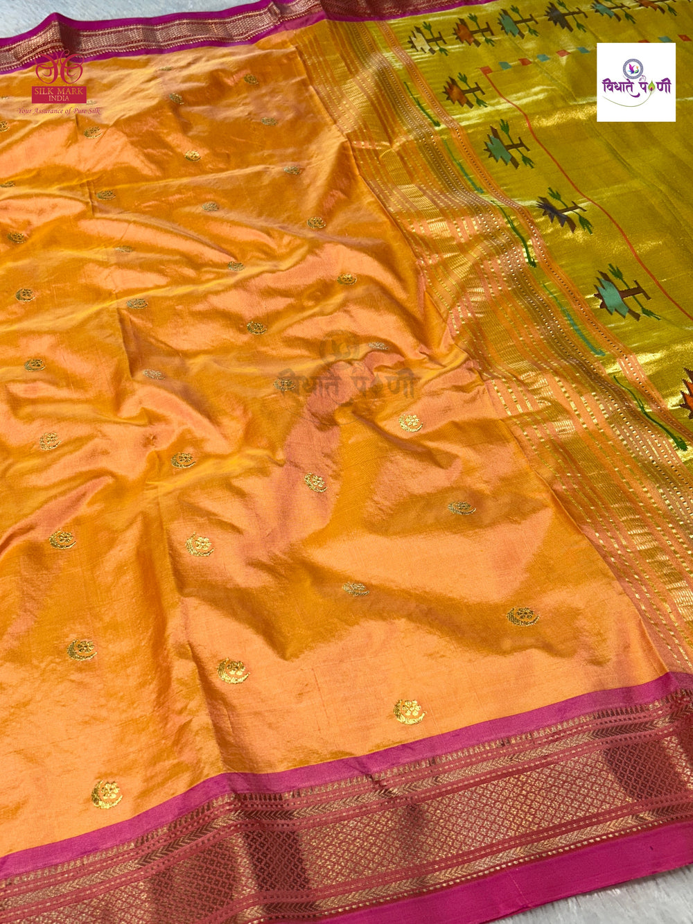 Vintage Handloom Pure Silk Chandrakor Paithani Saree - Tawa Pallu