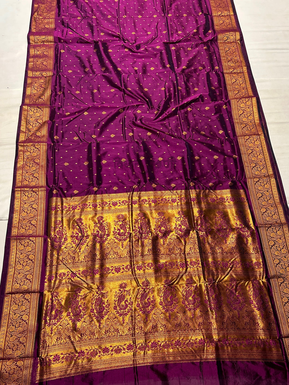 Kalanjali Soft Silk Paithani Saree - Brinjal