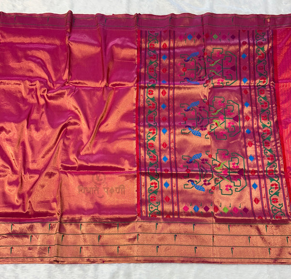 Powerloom Pure Silk Munia Paithani Saree – Stripes