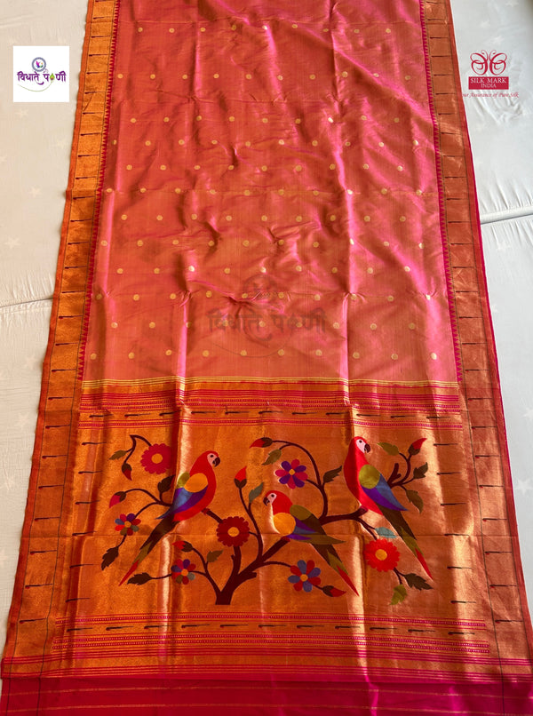Handloom Pure Silk Single Munia Paithani Saree - 1