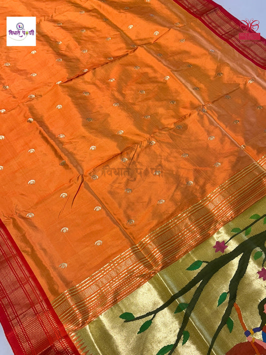 Handloom Pure Silk Chandrakor Butta Paithani Saree