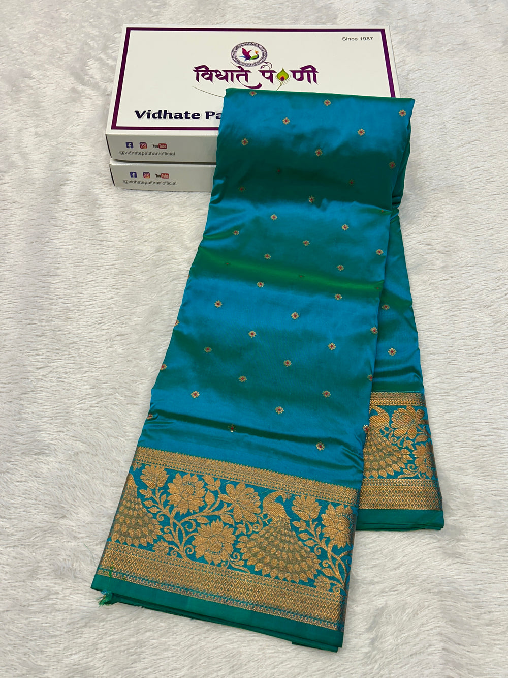 Kalanjali Soft Silk Paithani Saree - Turquoise