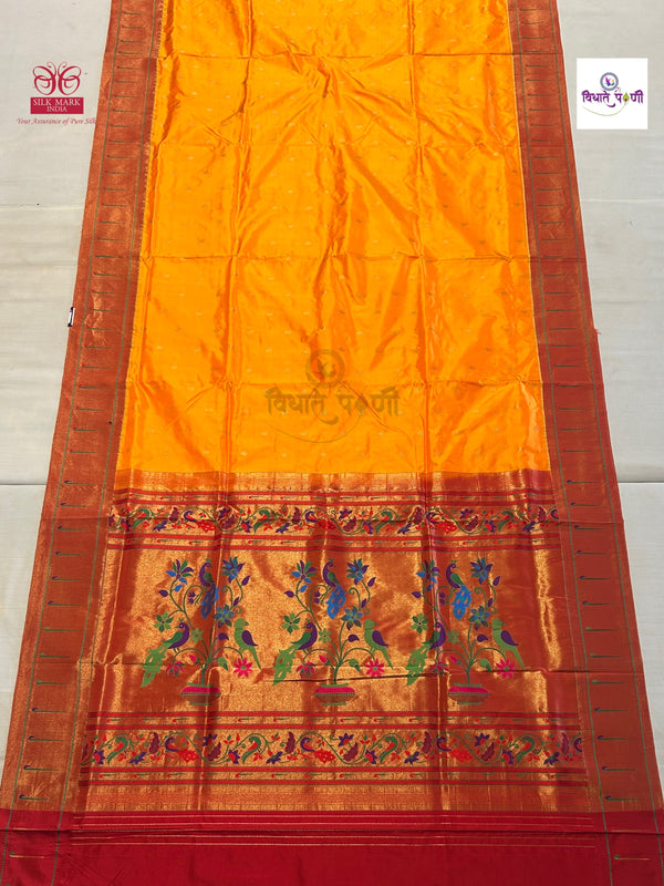 Powerloom Pure Silk Munia Paithani Saree