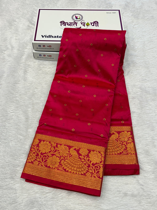 Kalanjali Soft Silk Paithani Saree - Hot Pink