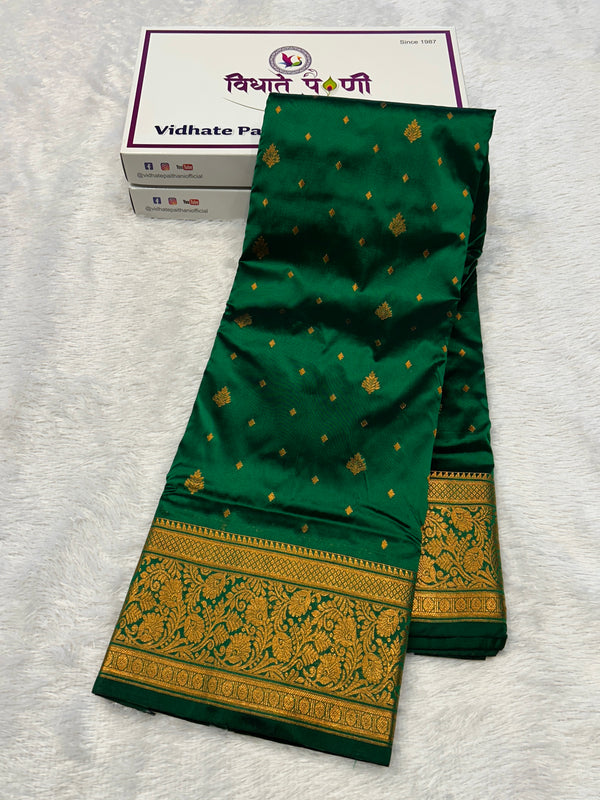 Kalanjali Soft Silk Paithani Saree - Bottle Green