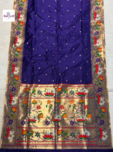 Soft Silk Lotus- Swan Paithani Saree- Blue