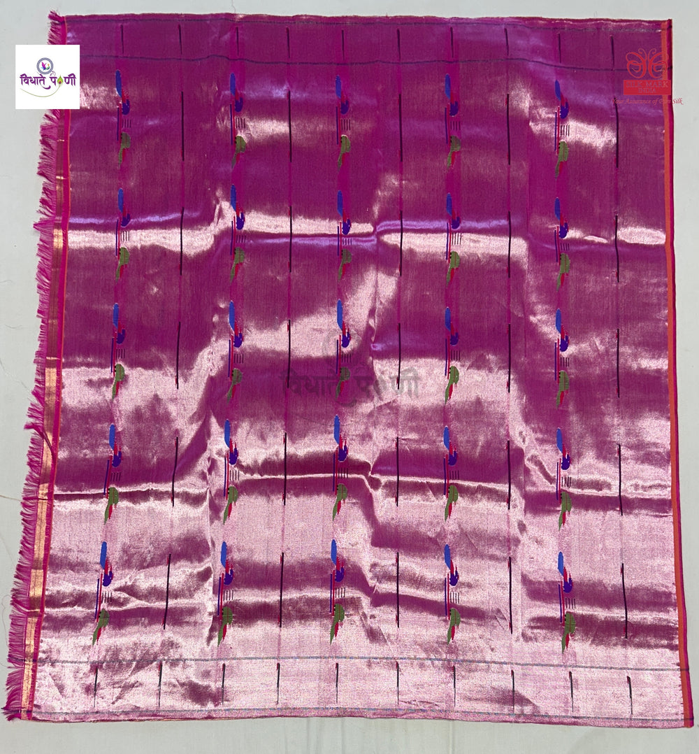 Handloom Pure Tissue Paithani Blouse Piece - 6