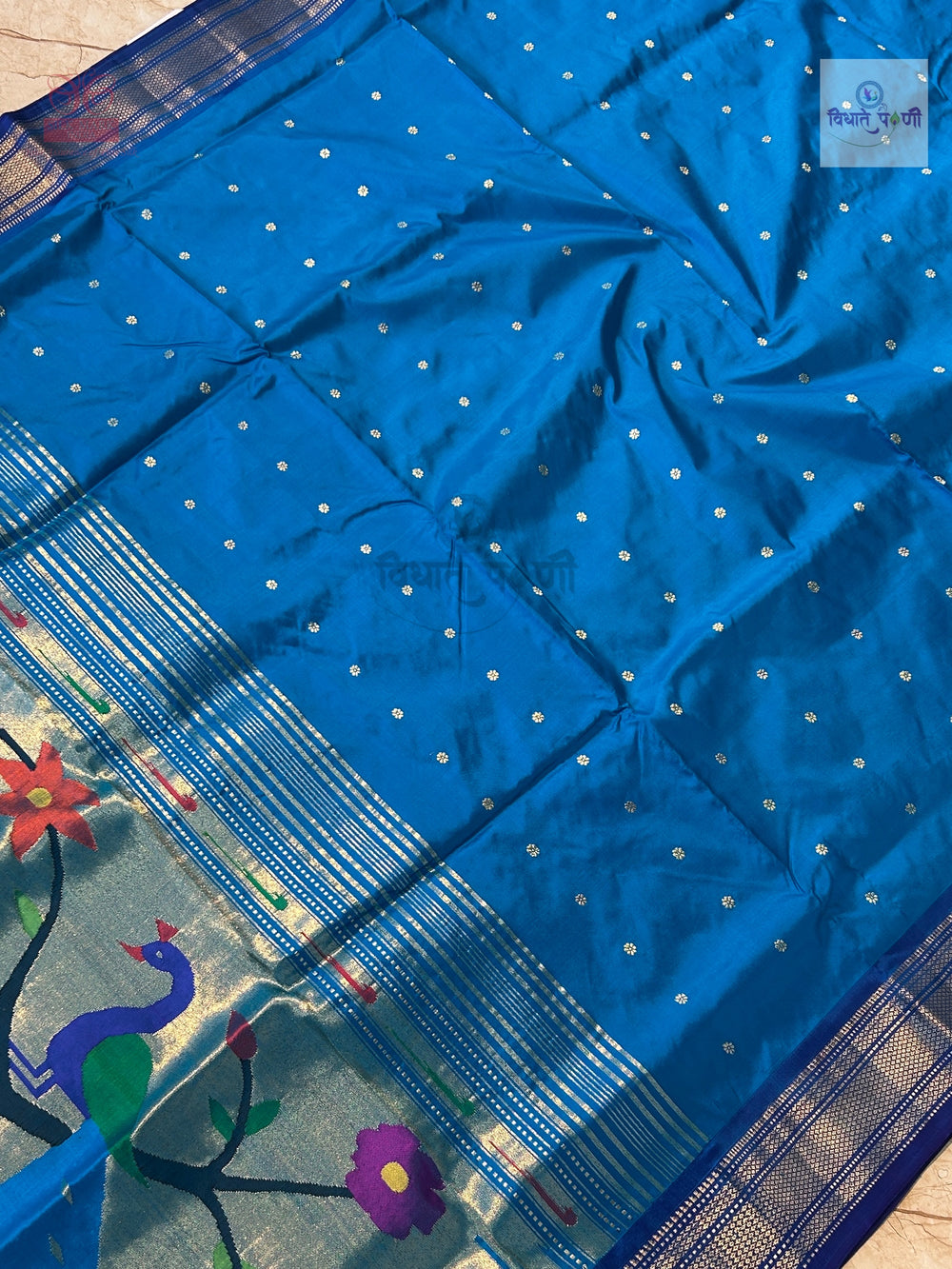 Handloom Pure Silk Designer Pallu Paithani Saree- Peacock