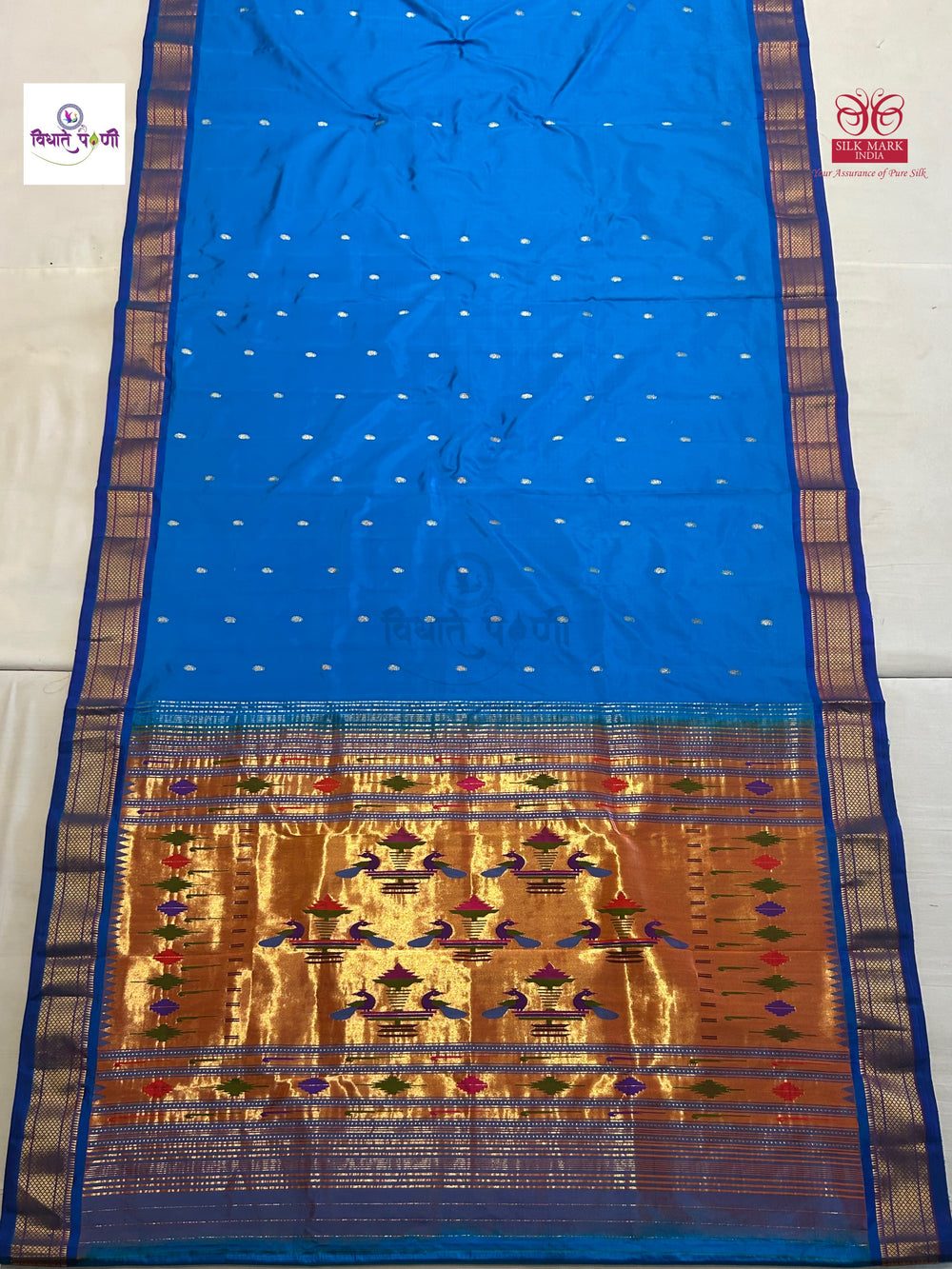 Handloom Pure Silk Double Pallu Paithani Saree - Ananda