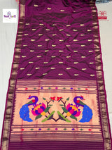 Handloom Pure Silk Paithani Saree - Designer Pallu - 18 — full saree draped and laid flat — Vidhate Paithani, Yeola