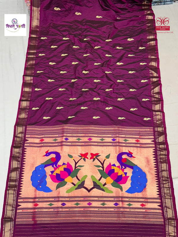 Handloom Pure Silk Paithani Saree - Designer Pallu - 18