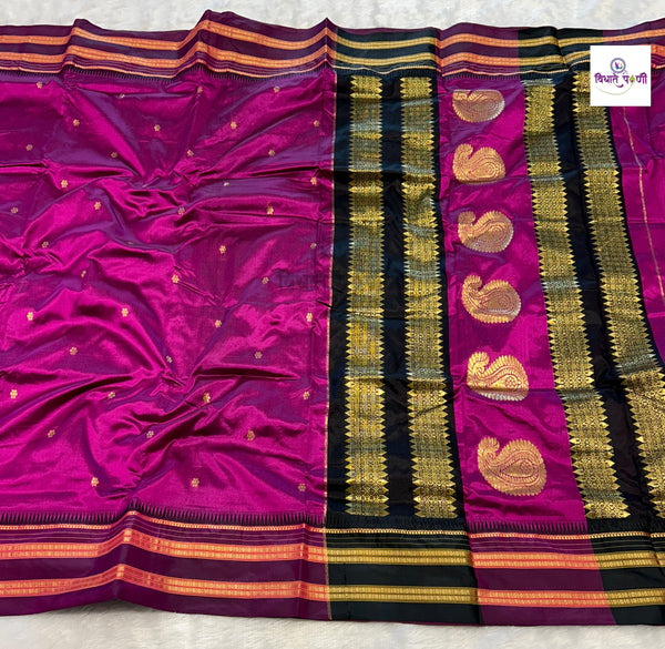 Narayanpeth Single Ply Pure Silk Saree - Self Magenta