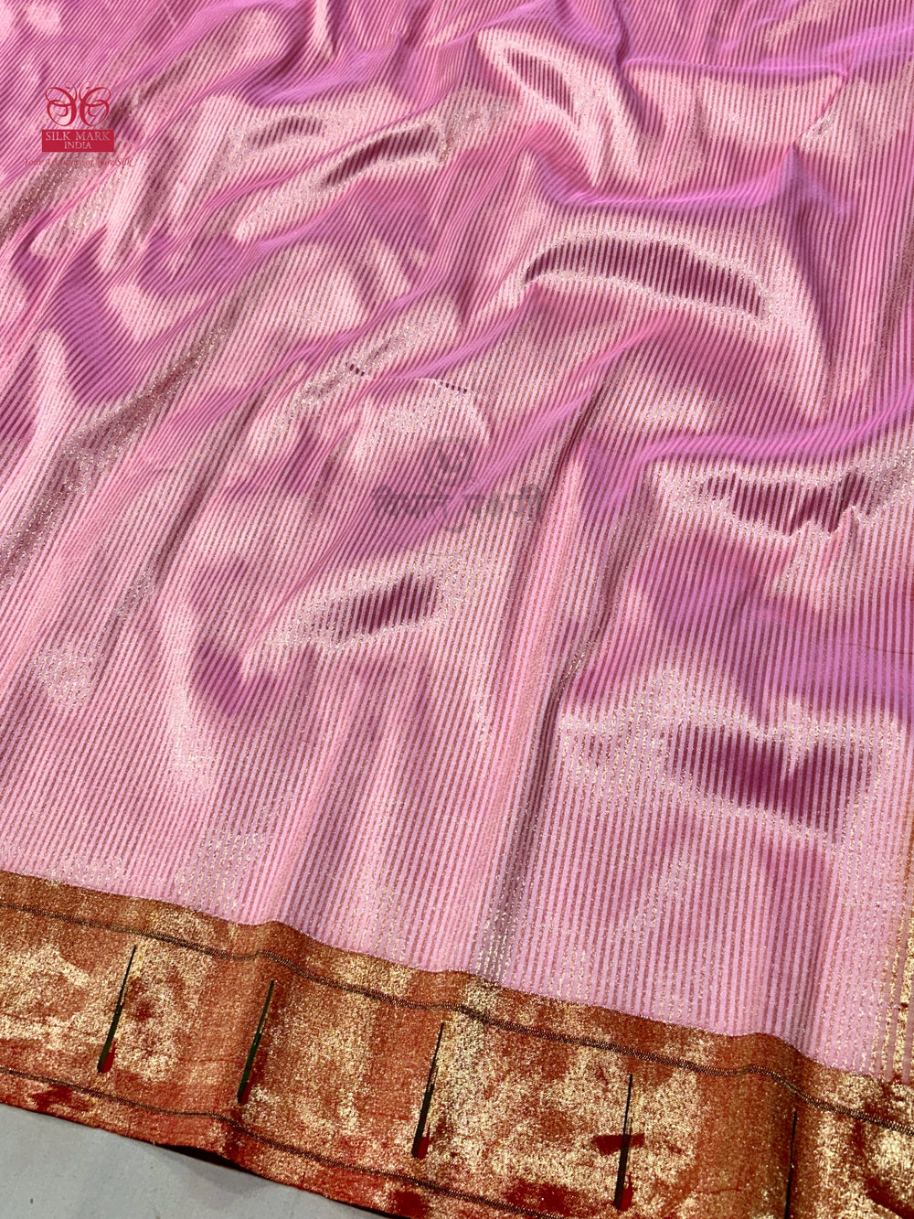 Handloom Pure Silk Single Munia Paithani Saree - Pastel Pink