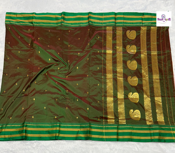 Narayanpeth Single Ply Pure Silk Saree - Anjeri