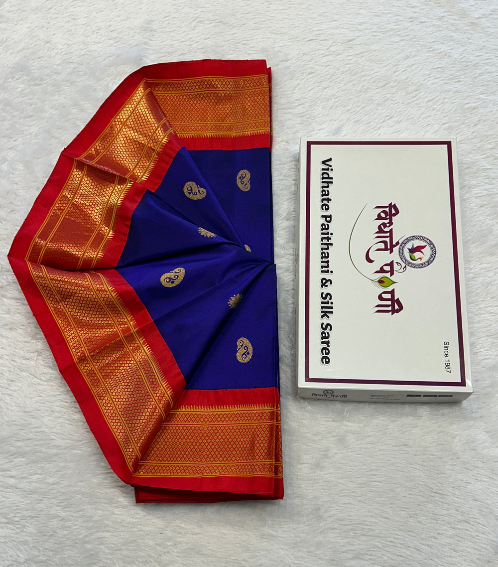Handloom Pure Silk Maharani Paithani Saree- Blue