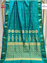 Vintage Handloom Pure Silk Chandrakor Paithani Saree - Sea Green