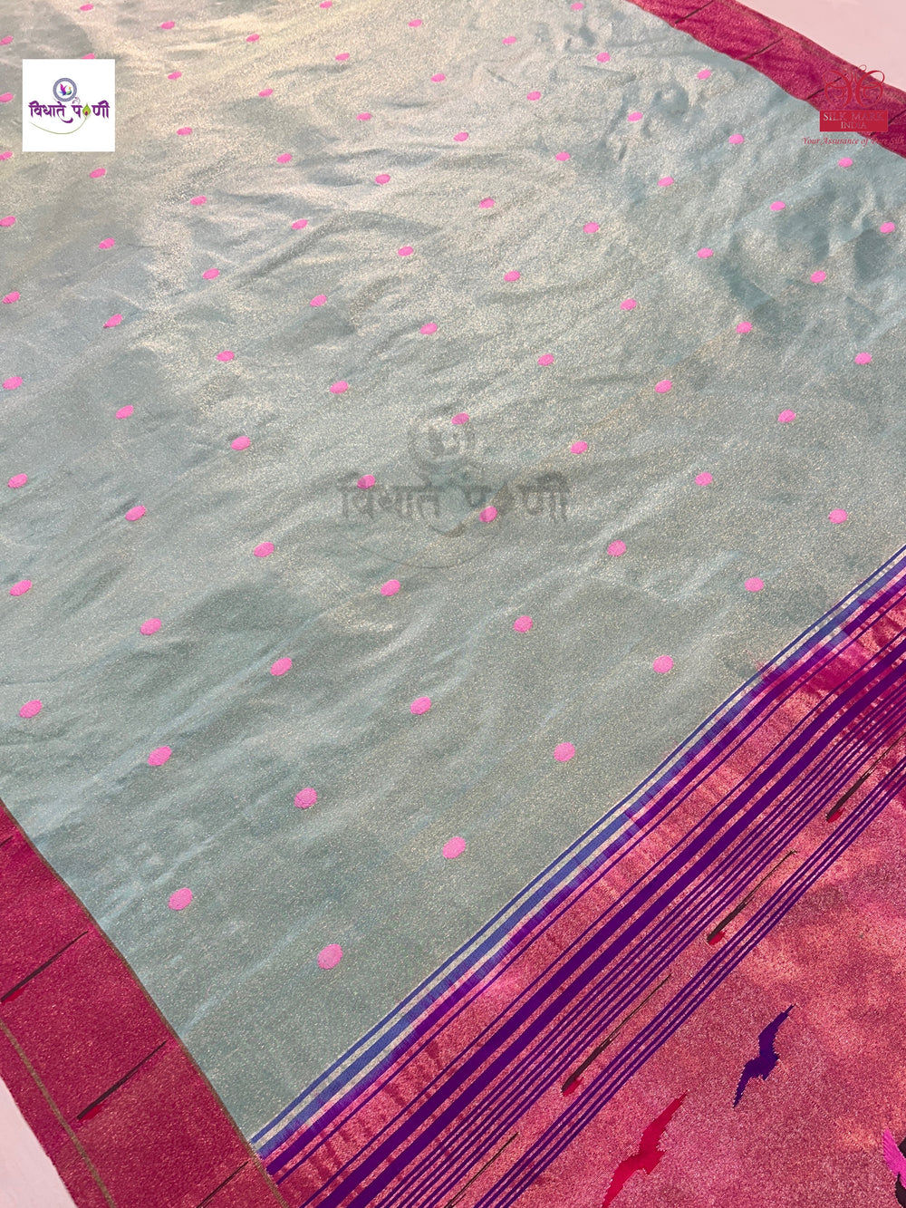 Handloom Pure Tissue Single Munia Paithani Saree - 3