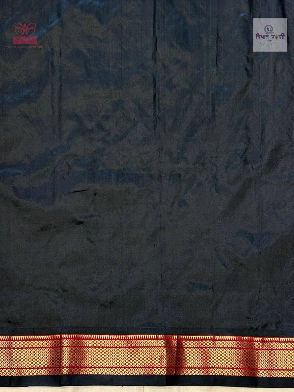 Handloom Pure Silk Double Pallu Paithani Saree - Black