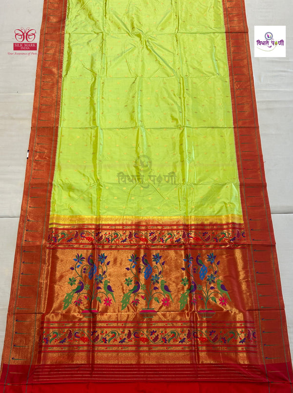 Powerloom Pure Silk Munia Paithani Saree