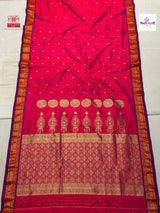 Dalimbi Vintage Handloom Pure Silk Paithani Saree — full saree draped and laid flat — Vidhate Paithani, Yeola