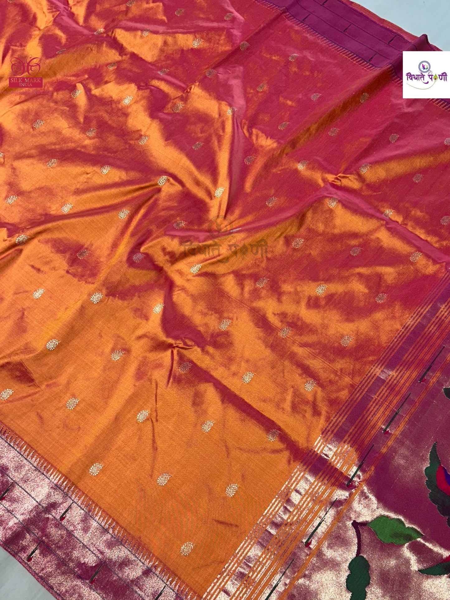 Handloom Pure Silk Triple Munia Border Paithani Saree