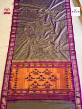 Lavender Handloom Pure Silk Double Pallu Paithani Saree — full saree draped and laid flat — Vidhate Paithani, Yeola