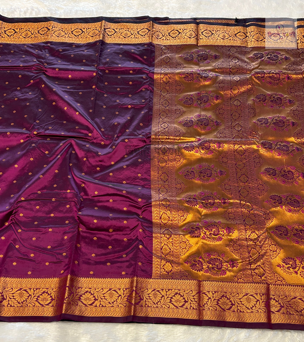 Kanjivaram Soft Silk Saree - Brinjal
