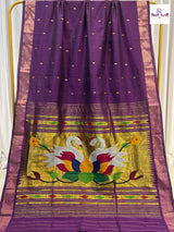Handloom Pure Cotton Paithani Saree- Lotus Swan