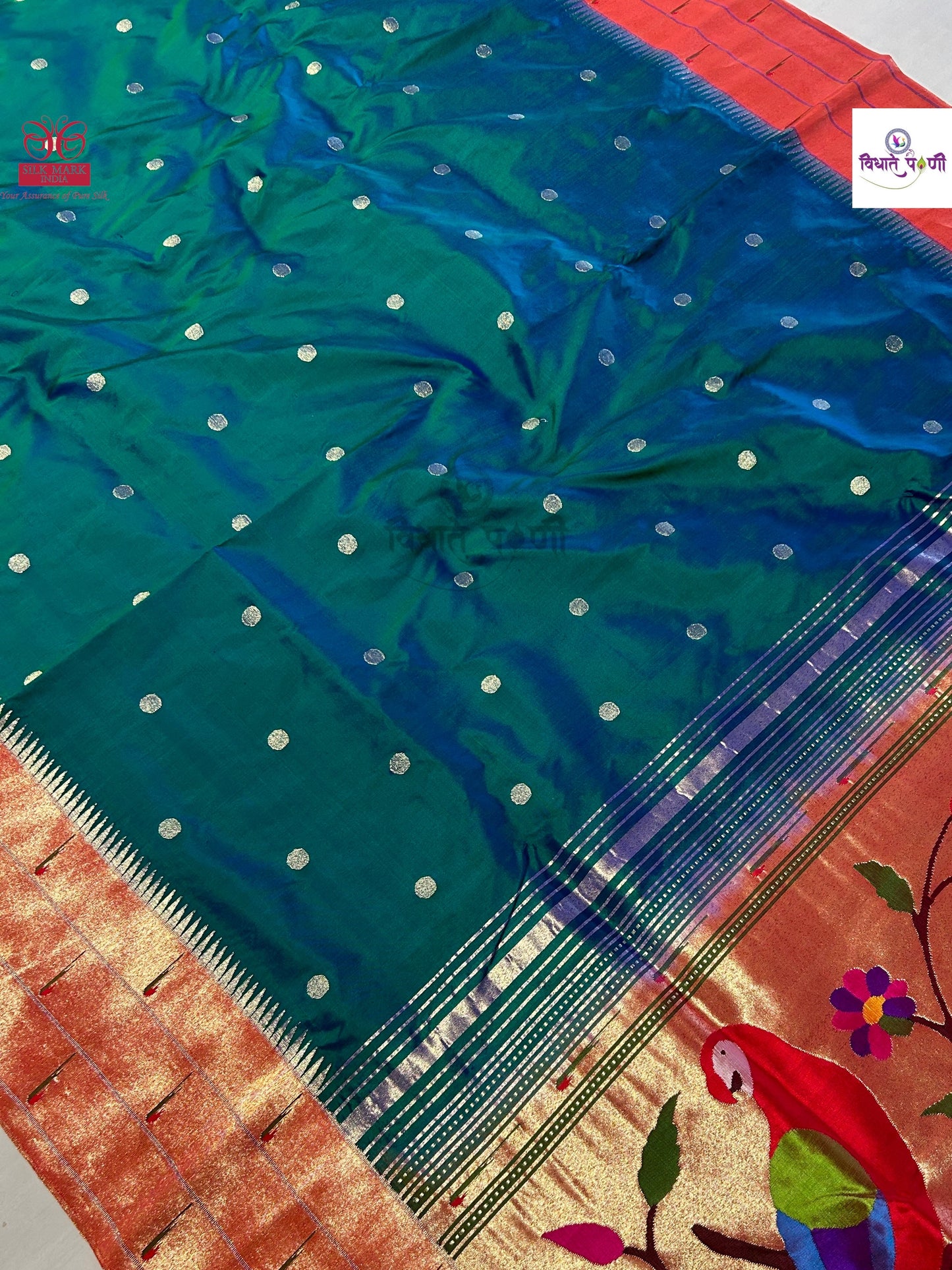 Handloom Pure Silk Triple Munia Border Paithani Saree