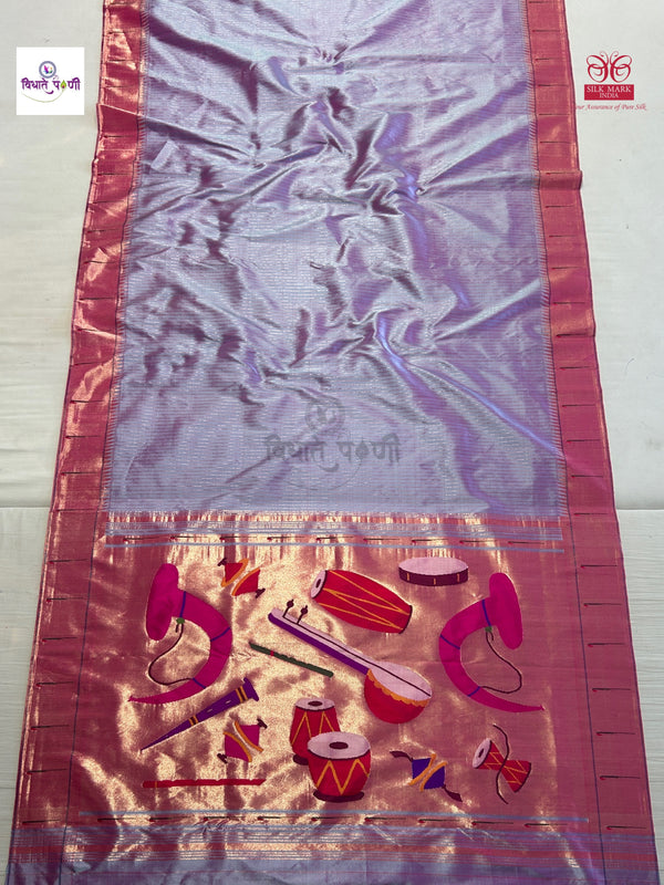 Handloom Pure Silk Single Munia Paithani Saree- Exclusive Instrumental Pallu