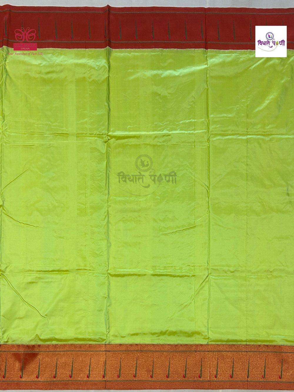 Powerloom Pure Silk Munia Paithani Saree – Pastel Green | Monsoon Sale