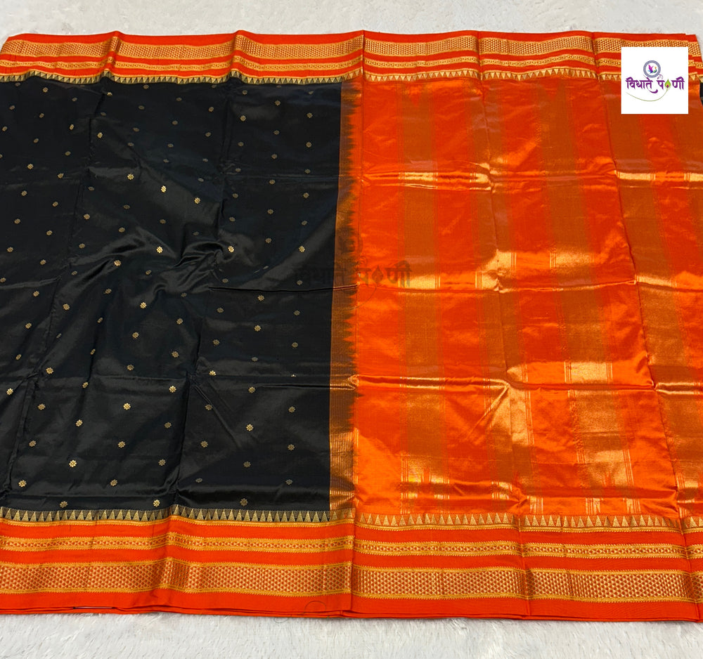 Traditional Pure Silk Irkal Butta Sarees - Black