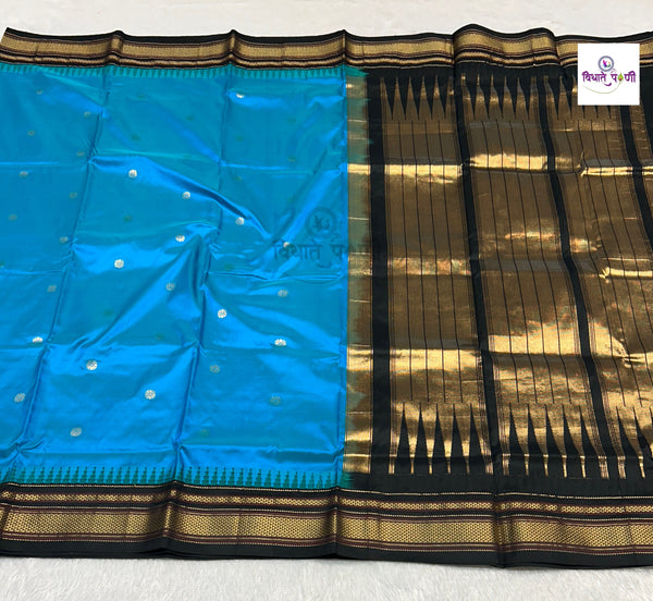 Traditional Pure Silk Irkal Butta Sarees - Sky Blue