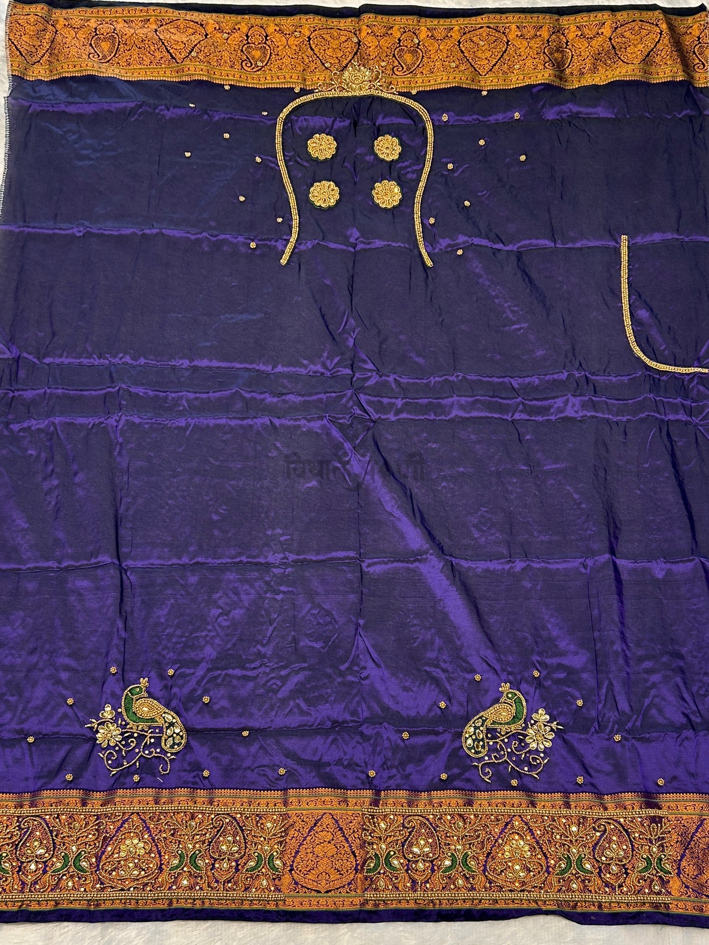 Gadhwal Semi Paithani Saree- Designer Work Blouse