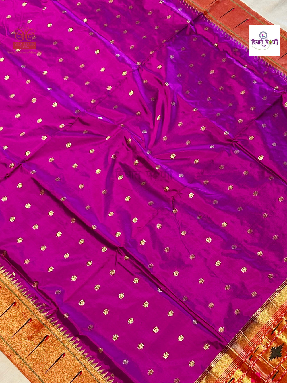 Powerloom Pure Silk Munia Paithani Saree – Magenta | Monsoon Sale