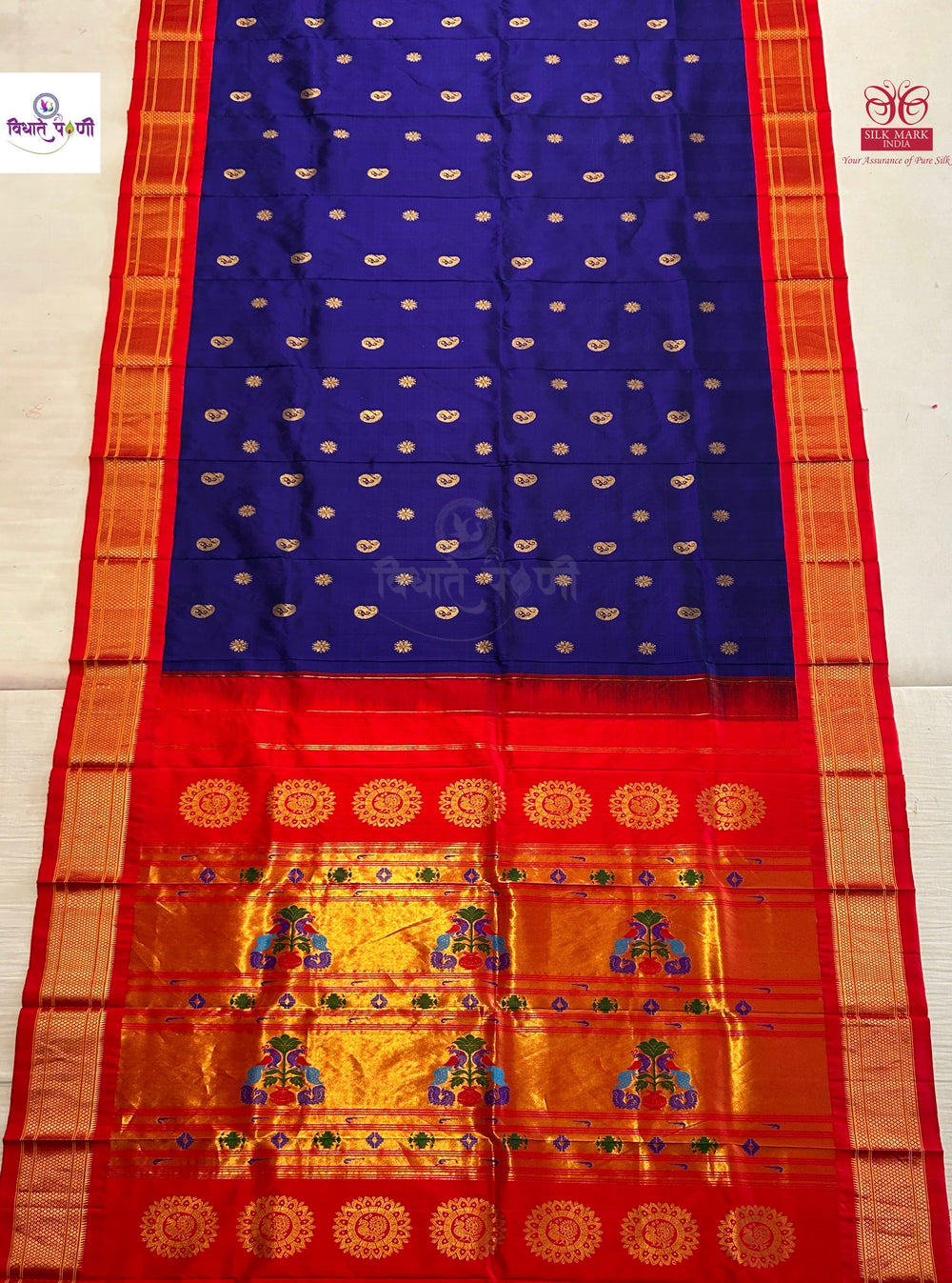 Handloom Pure Silk Maharani Paithani Saree- Blue