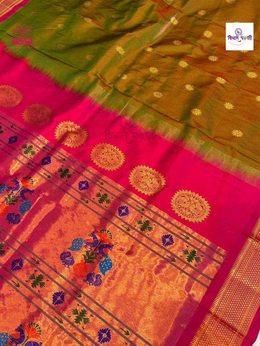 Handloom Pure Silk Maharani Paithani Saree- Anjeri