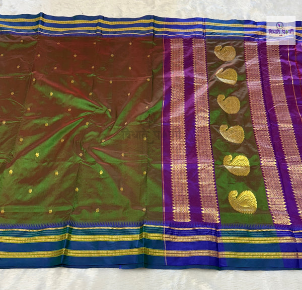 Narayanpeth Single Ply Pure Silk Saree- Anjeri