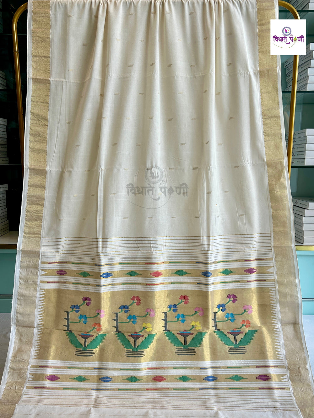 Handloom Pure Cotton Paithani Saree- Asawalli Pallu