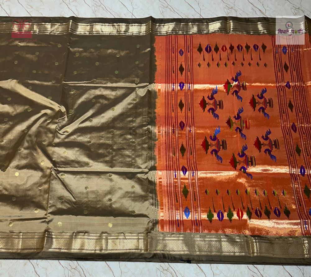 Handloom Pure Silk Double Pallu Paithani Saree