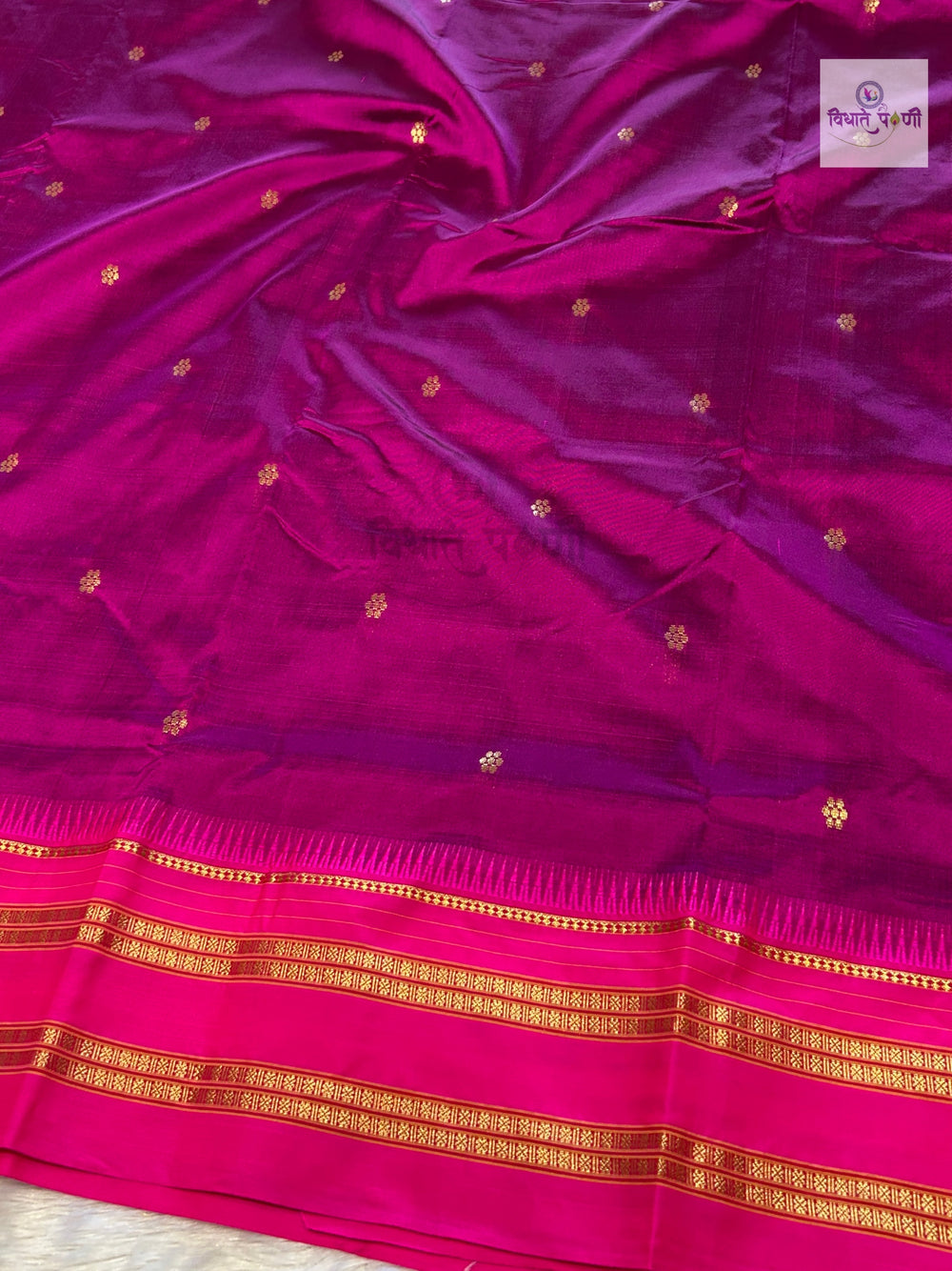 Narayanpeth Single Ply Pure Silk Saree- Magenta