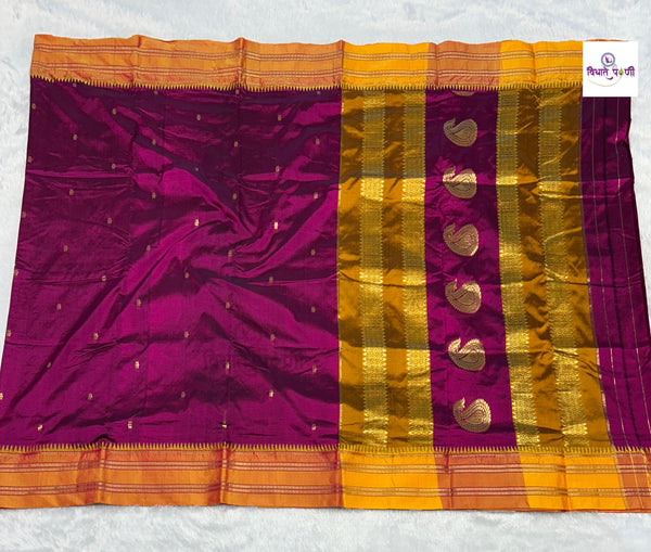 Narayanpeth Single Ply Pure Silk Saree - Magenta