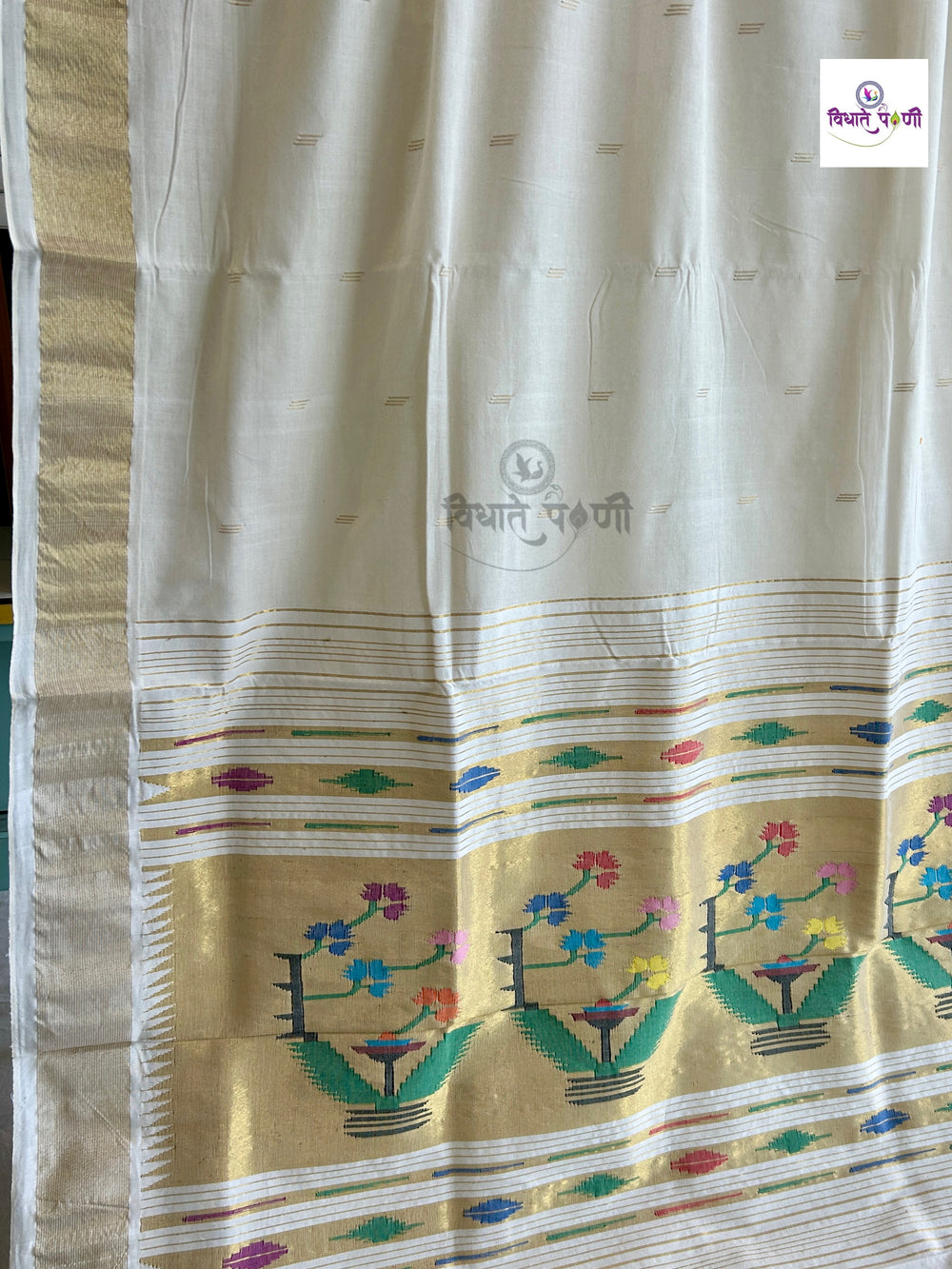 Handloom Pure Cotton Paithani Saree- Asawalli Pallu