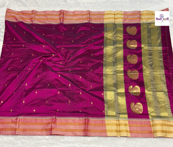 Narayanpeth Single Ply Pure Silk Saree - Magenta
