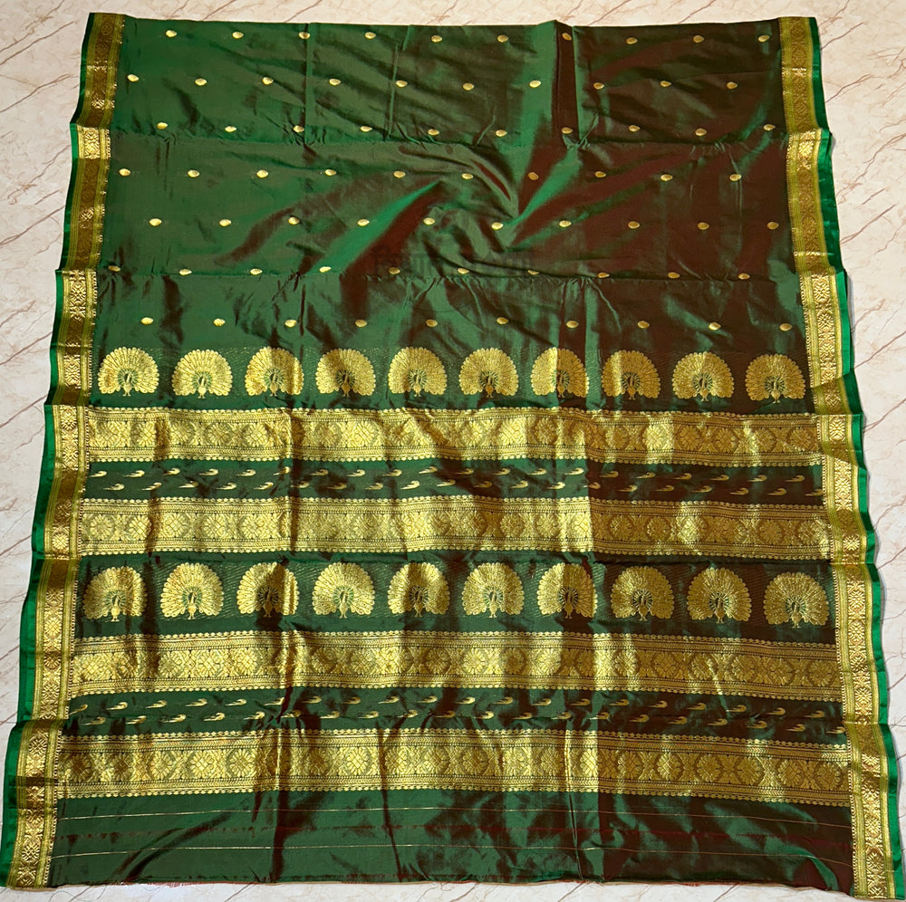 Jijamata Single Ply Pure Silk Saree - Anjeri
