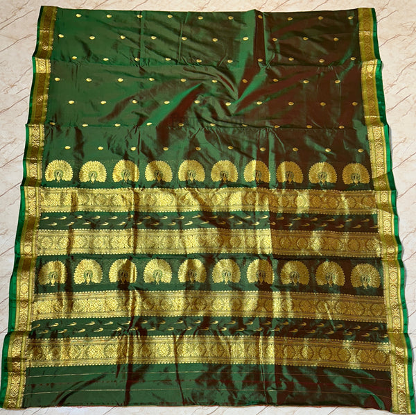 Jijamata Single Ply Pure Silk Saree - Anjeri
