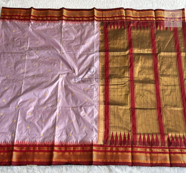 Traditional Pure Silk Irkal Butta Sarees - Pastel Onion Pink